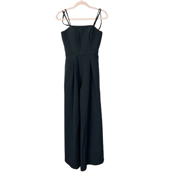 NWT Mac Duggal Pleated Wide Leg Tank Jumpsuit Black 2 #9830 - Picture 1 of 6